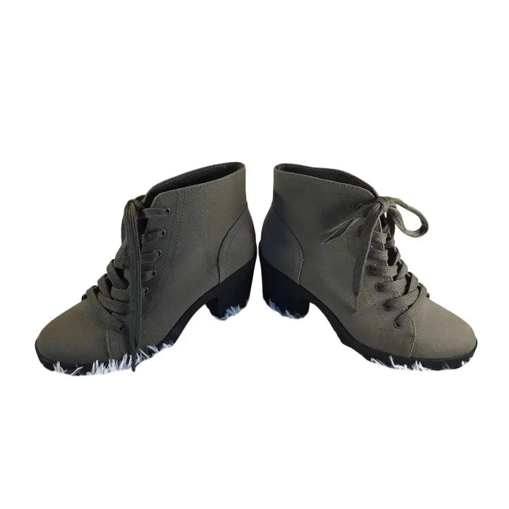 Mix No. 6 Olive Green Heeled Combat Booties Women’ SZ 6 NWT